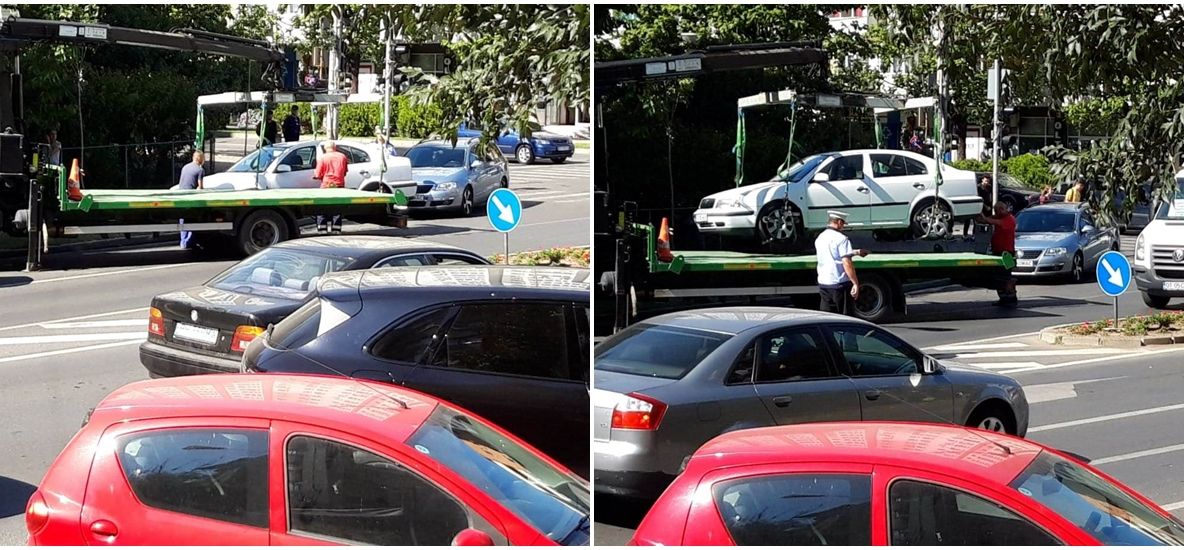 Acţiune de ridicare a autoturismelor parcate neregulamentar, în Slatina