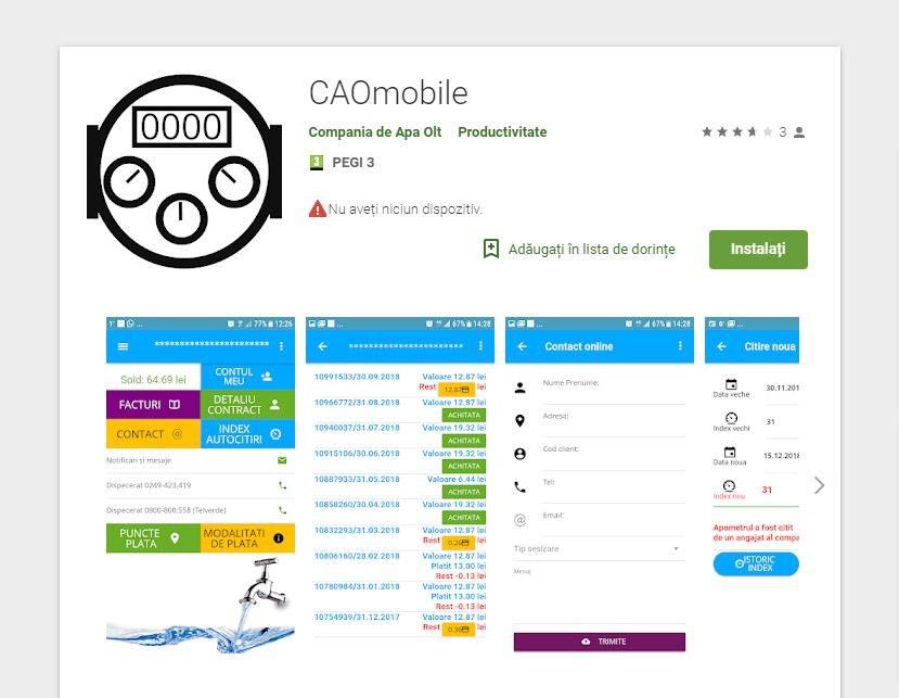 Facturile CAO, plătite și de pe telefonul mobil. Furnizorul a lansat aplicația CAOmobile