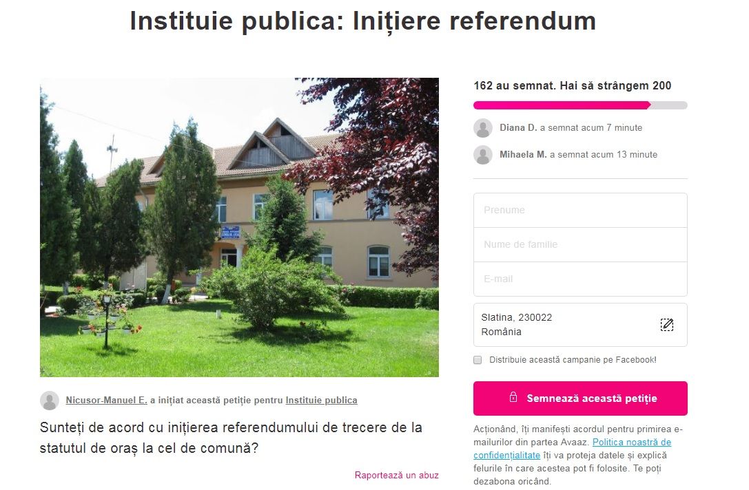 Cel mai mic oraș din Olt poate redeveni comună. Ce nemulțumiri au localnicii