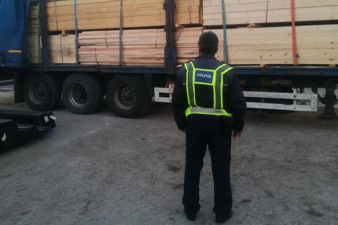 Lemne transportate ilegal, la Pleşoiu. Reacţia poliţiştilor