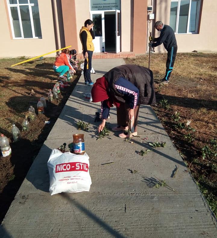 Se întâmplă într-un sat din Olt: Părinții și bunicii au transformat curtea grădiniței într-un colț de rai