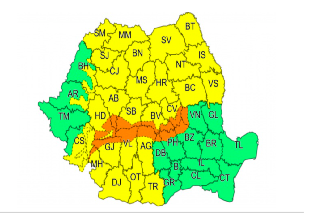 COD GALBEN de vânt puternic, prelungit în judeţul Olt