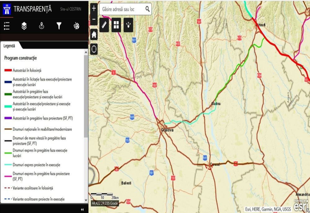 Progresul lucrărilor la Drumul Expres Craiova-Piteşti, verificat în timp real pe site-ul CNAIR