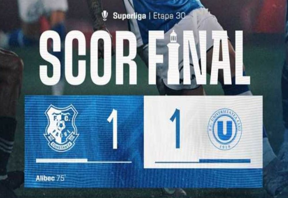 FOTBAL: FARUL CONSTANȚA - UNIVERSITATEA CLUJ 1-1, ÎN SUPERLIGĂ