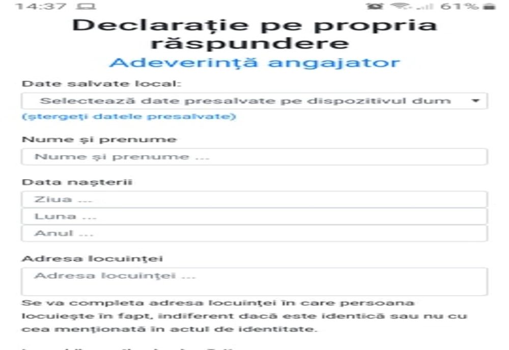 Declaraţia pe propria răspundere şi adeverinţa de angajator pot fi acum completate online şi descărcate