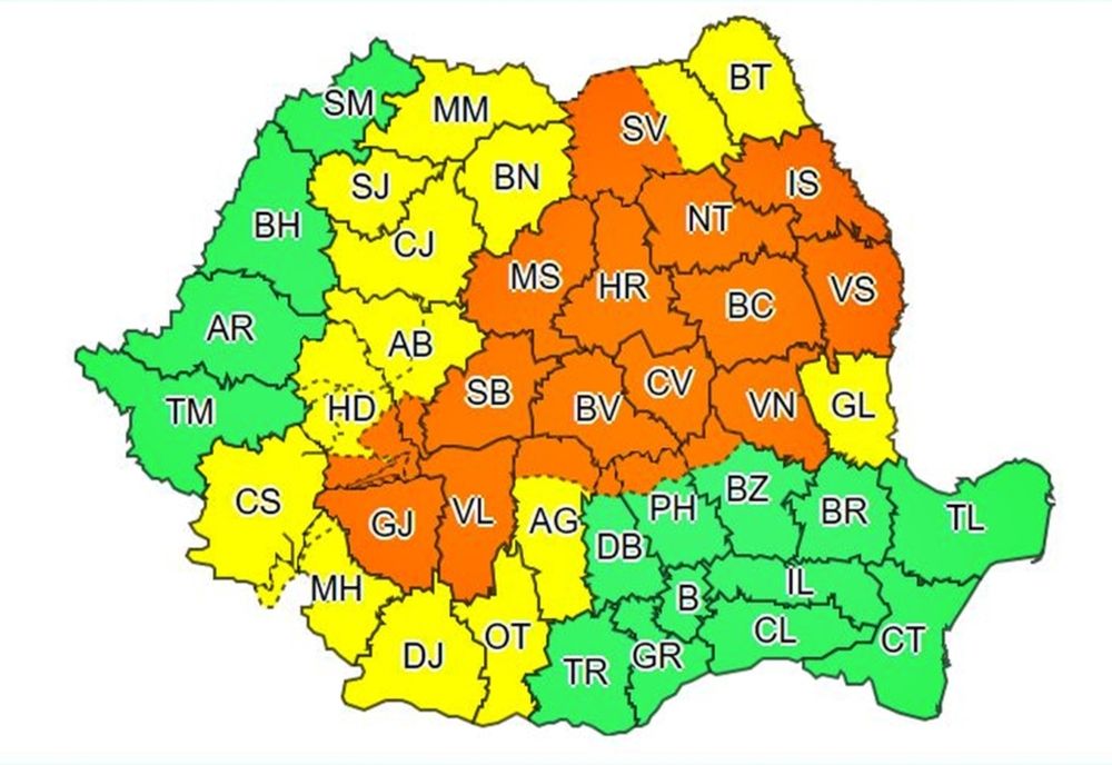 COD GALBEN de furtuni pentru mai multe județe din țară