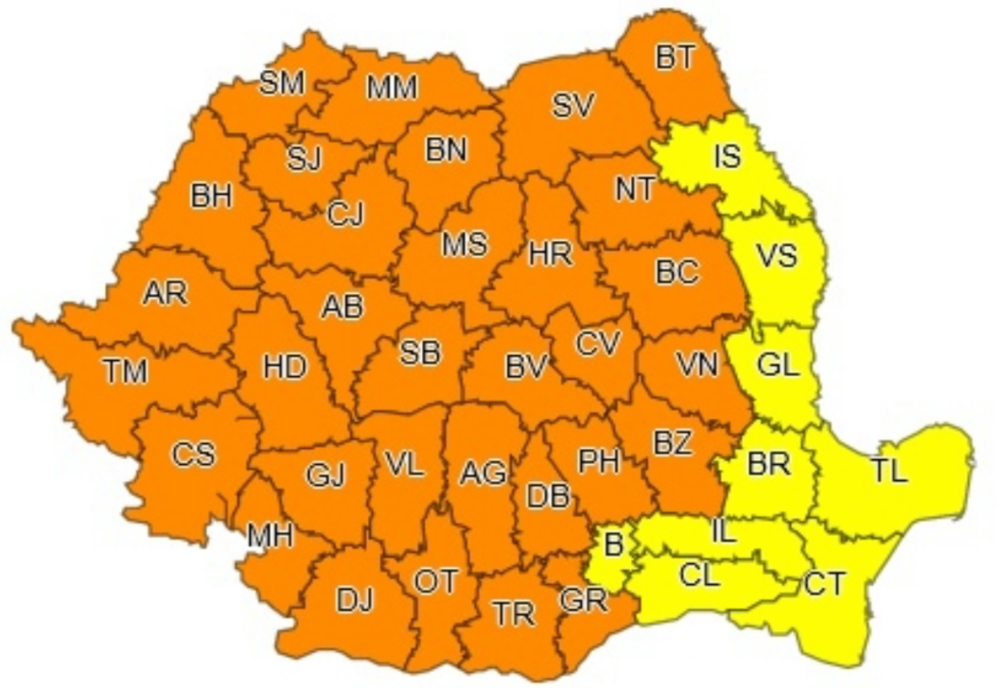 Judeţele din Oltenia sub Cod Portocaliu. Se preconizează vijelii, grindină şi ploi însemnate